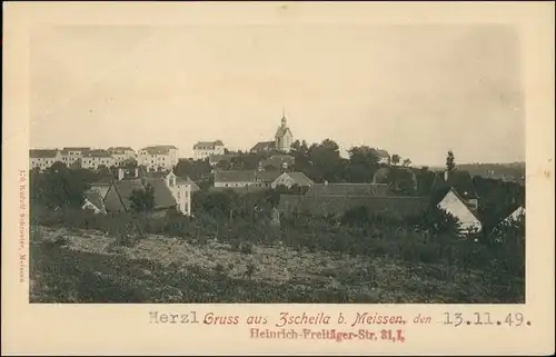 Ansichtskarte Zscheila-Meißen Stadtpartie 1949