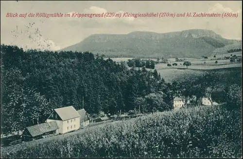 Ansichtskarte Krippen-Bad Schandau Blick auf die Rölligmühle 1913