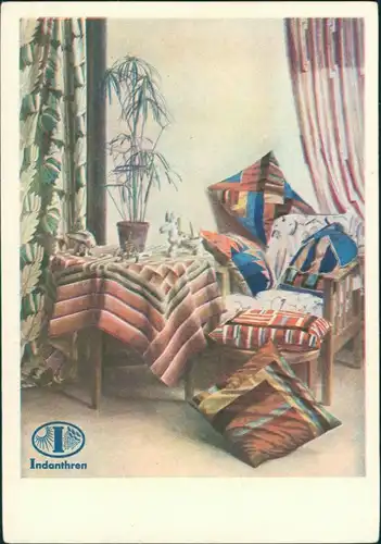 Ansichtskarte  Werbe AK: Indanthern - Tischdecken Bezüge 1930