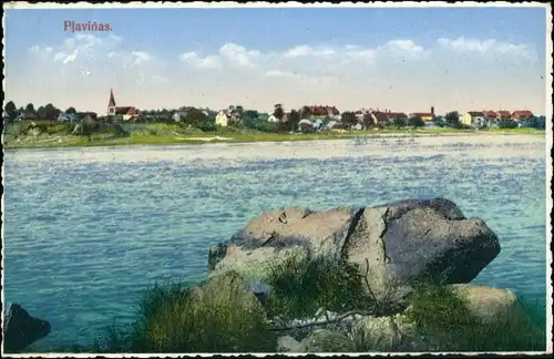 Postcard Pļaviņas Blick auf die Stadt 1922