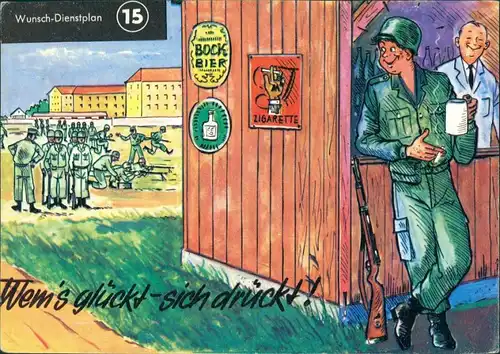 Ansichtskarte  Militär Scherzkarten Wunsch Dienstplan wems drückt 1977
