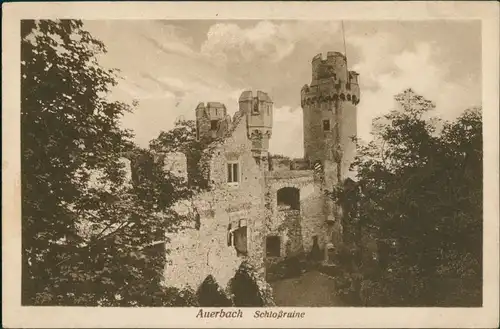 Ansichtskarte Auerbach (Bergstraße) Burgruine 1932