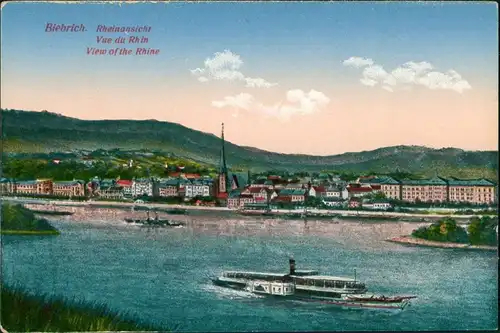 Ansichtskarte Biebrich-Wiesbaden Blick auf die Stadt 1913
