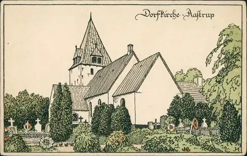 Postcard Aastrup Åstrup Sogn Künstlerkarte: Kirche 1920