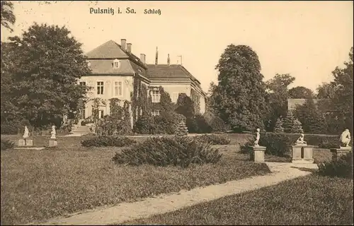 Ansichtskarte Pulsnitz Połčnica Parkanlage und Schloss 1932