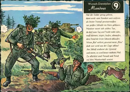 Ansichtskarte  Militär Scherzkarte: Manöver Wunsch Dienstplan 1977