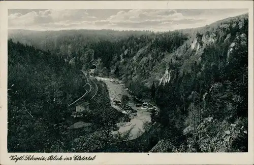 Ansichtskarte Jocketa-Pöhl Elstertal - Bahnstrecke 1951