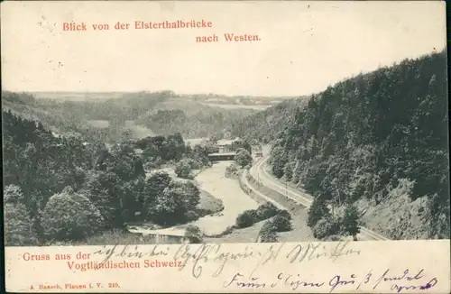 Ansichtskarte Jocketa-Pöhl Elstertalbrücke nach Westen 1906