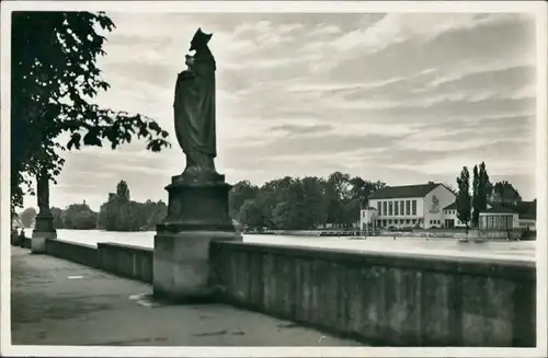 Ansichtskarte Konstanz Partie am Rheinsteg mit Hallenbad 1938