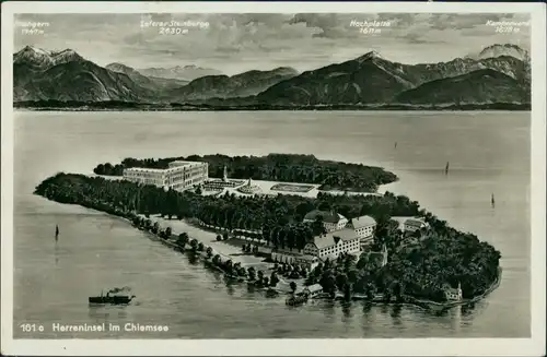 Chiemsee Vogelschau Herrenchiemsee / Herreninsel mit Schloss 1929