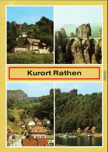 Rathen Am Kottesteig, Basteibrücke, Teilansicht, Blick zum Mönch 1989