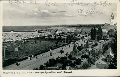 Postcard Swinemünde Świnoujście Konzertpavillon und Promenade 1935
