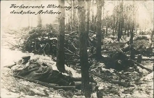 verheerende Wirkung der Dt. Artillerie Privatfoto AK WK1 1917 Privatfoto