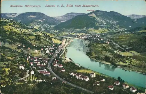 Postcard Salesel Dolní Zálezly Blick auf die Stadt 1913 