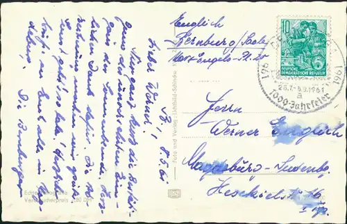 Ansichtskarte Bernburg (Saale) An der Saale Schlepper 1955