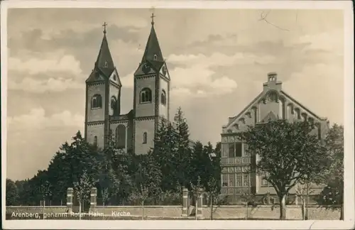 Ansichtskarte Arenberg-Koblenz Partie an der Kirche 1934