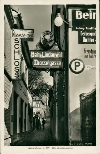 Ansichtskarte Rüdesheim (Rhein) Drosselgasse - Gaststätten 1929