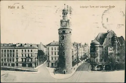 Ansichtskarte Halle (Saale) Leipziger Strasse 1917