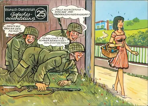 Ansichtskarte  Gefechtsausbildung - Bundeswehr Scherzkarte 1978