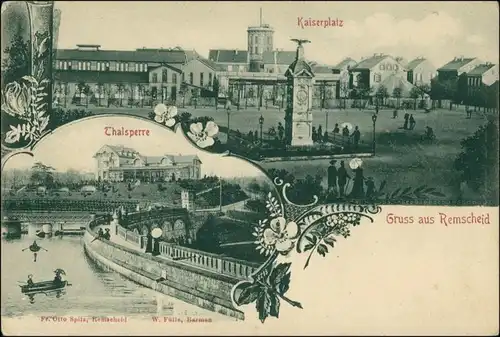 Ansichtskarte Remscheid 2 Bild: Kaiserplatz, Talsperre 1909