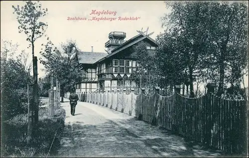 Ansichtskarte Magdeburg Bootshaus Magdeburger Ruderclub 1912