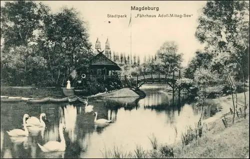 Ansichtskarte Werder-Magdeburg Adolf-Mittag-See, Stadtpark 1915