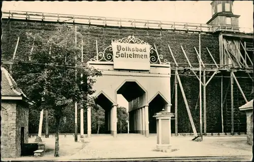 Ansichtskarte Bad Salzelmen-Schönebeck Propaganda an der Saline VOLKSBAD 1961