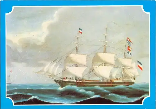 Ansichtskarte  Segelschiff: Fregattschiff Alt-Mecklenburg 1988