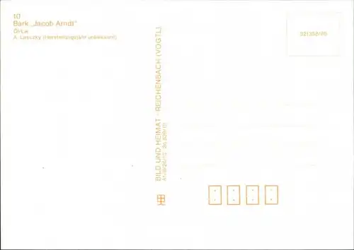 Ansichtskarte  Segelschiff Bark Jacob Arndt 1988