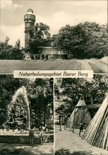 Schönebeck (Elbe) Gaststätte "Bierer Berg", Wasserspiel, Köhlerhütten 741974