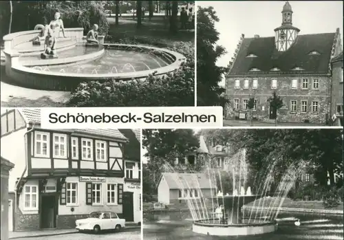 Bad Salzelmen-Schönebeck (Elbe) Wasserspiele im Schwanenteich 1979