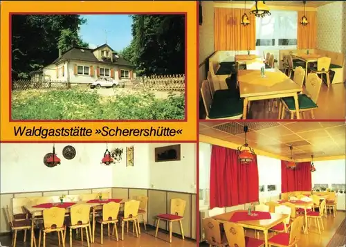 Ansichtskarte Ohrdruf Waldgaststätte Scherershütte, Gastraum 1986