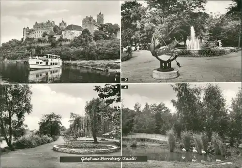 Bernburg (Saale) Schloß, Rosenhaag, Sonnenuhr auf dem Marx-Engels-Platz, Im Tiergarten 1975