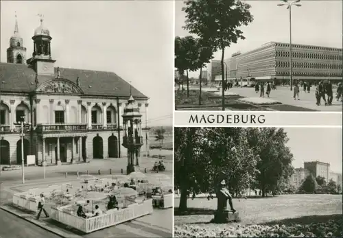 Ansichtskarte Magdeburg Rathaus, Centrum-Warenhau, Wilheim-Pieck-Allee 1978