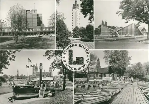 Werder-Magdeburg Rotehornpark Aussichtsturm Hyparѕсhаlе Gaststättenschiff 1980