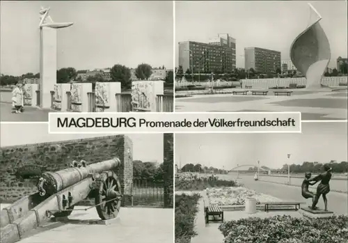 Ansichtskarte Magdeburg Promenade der Völkerfreundschaft 1976