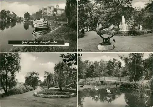 Dampferanlegestelle ehem. Schloß, Rosenhaag, Sonnenuhr, Tiergarten - Flamingos