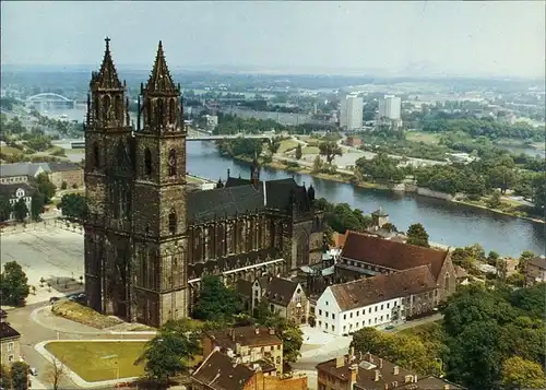 Ansichtskarte Magdeburg Luftbild des Doms 1995