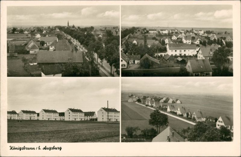 Ansichtskarte Königsbrunn B. Augsburg 4-Bild, Überblicksbilder Siedlung ...