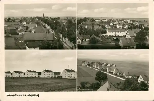 Ansichtskarte Königsbrunn b. Augsburg 4-Bild, Überblicksbilder Siedlung 1930