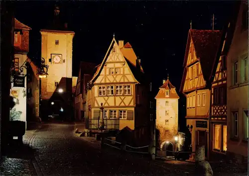 Ansichtskarte Rothenburg ob der Tauber Plönlein bei Nacht 1975