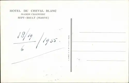 CPA Sept-Saulx Hotel du Cheval Blanc Maison Chauffert 1955 