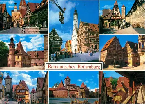 Ansichtskarte Rothenburg ob der Tauber Markt, Tore, Kirche, Rathaus 1985