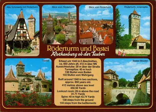 Ansichtskarte Rothenburg ob der Tauber Röderturm und Bastei 1985