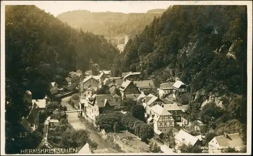 Postcard Herrnskretschen Hřensko Blick auf die Stadt 1929