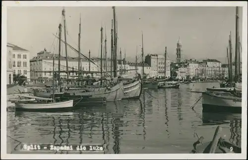 Postcard Split Split Stadt und Hafen 1929