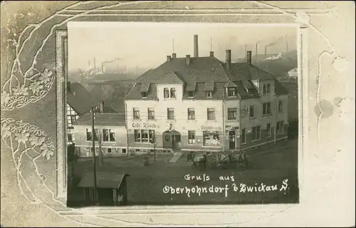 Ansichtskarte Oberhohndorf Cafe Rösch - Fabriken 1911