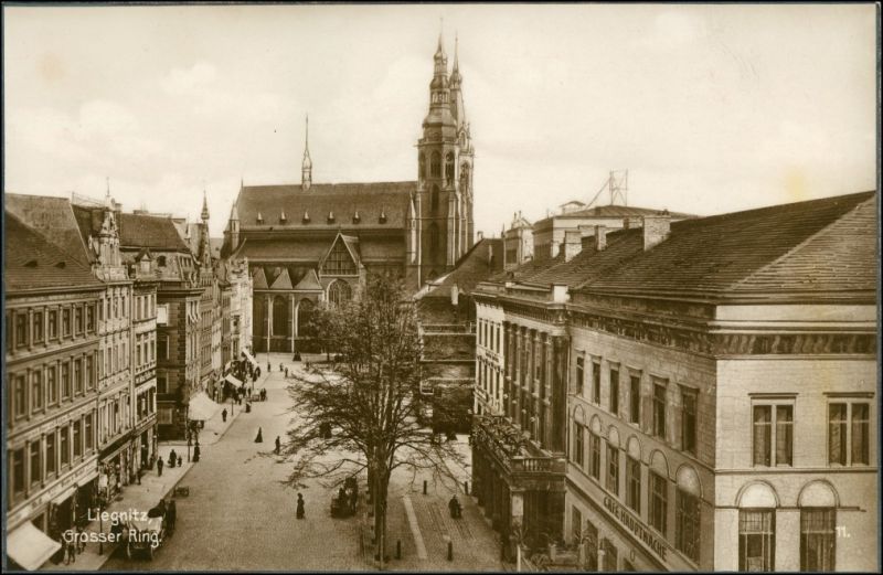 Postcard Liegnitz Legnica Ring, Wachtelkorb Geschäfte 1930 Nr. 149676