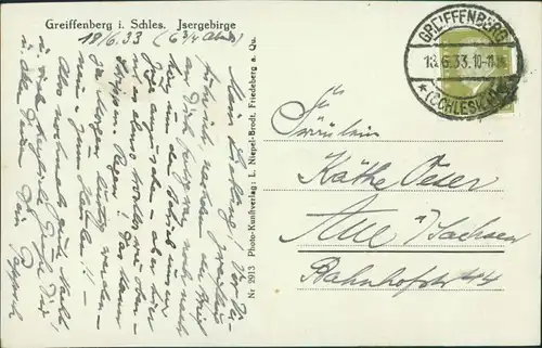 Postcard Greiffenberg Gryfów Śląski Rathaus und Markt 1932