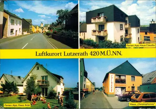 Lutzerath Mehrbildkarte 4 Ansichten Häuser Appartements, Strassen Ansicht 1987 